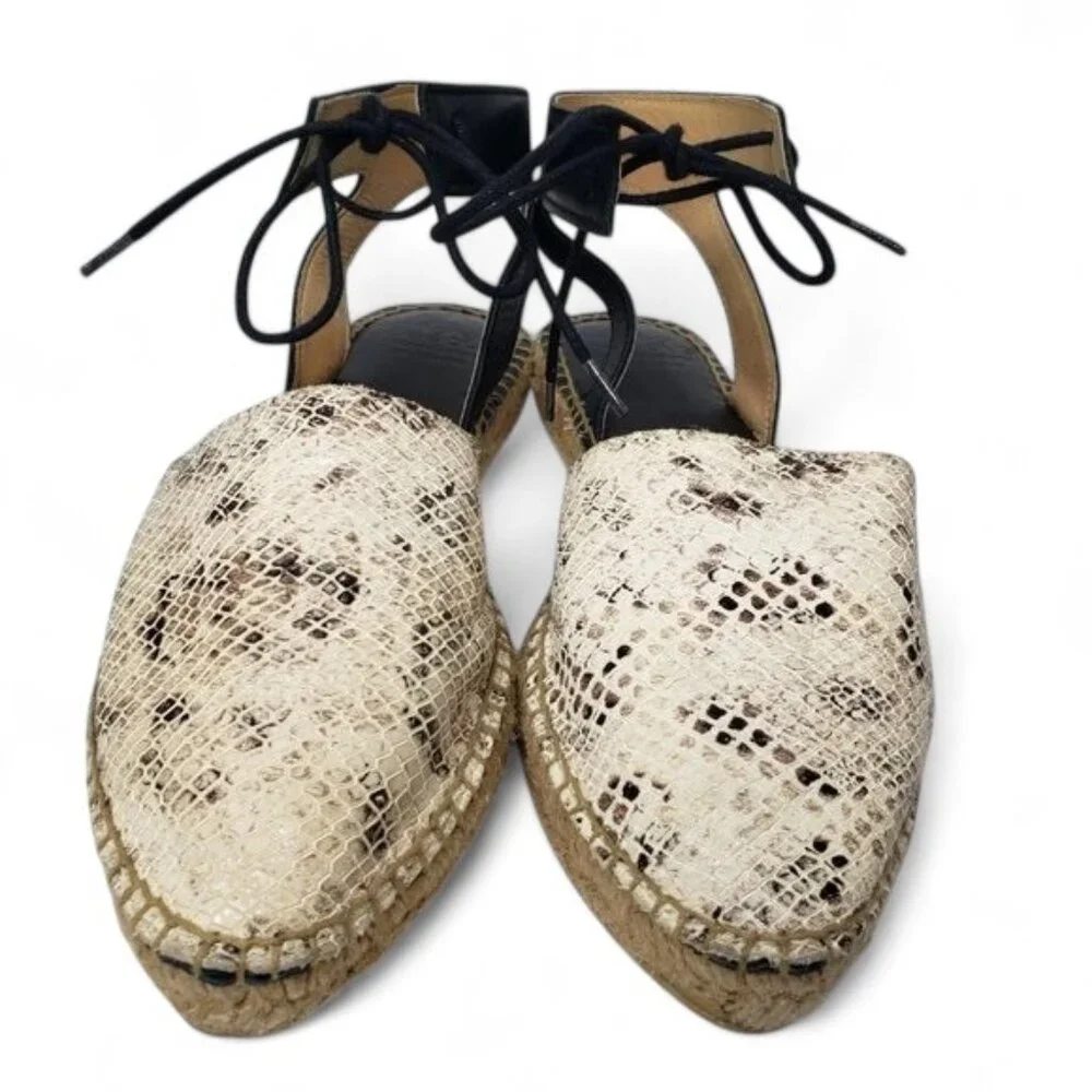 Andre Assous Women’s Snakeskin‎ Leather Ankle Strap Espadrilles Sandals Boa 9.5